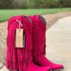 Liberty Black * | Liberty Black Boots Wholesale Liberty Black Fuchsia Fringe Boots Lb71124