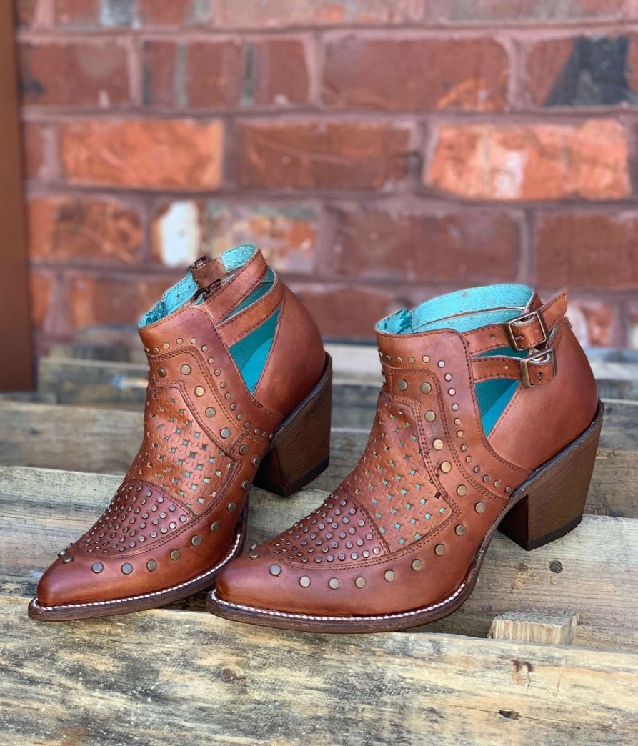 Corral * | Corral Boots Attractive Corral Cognac Studs And Woven Mule E1404