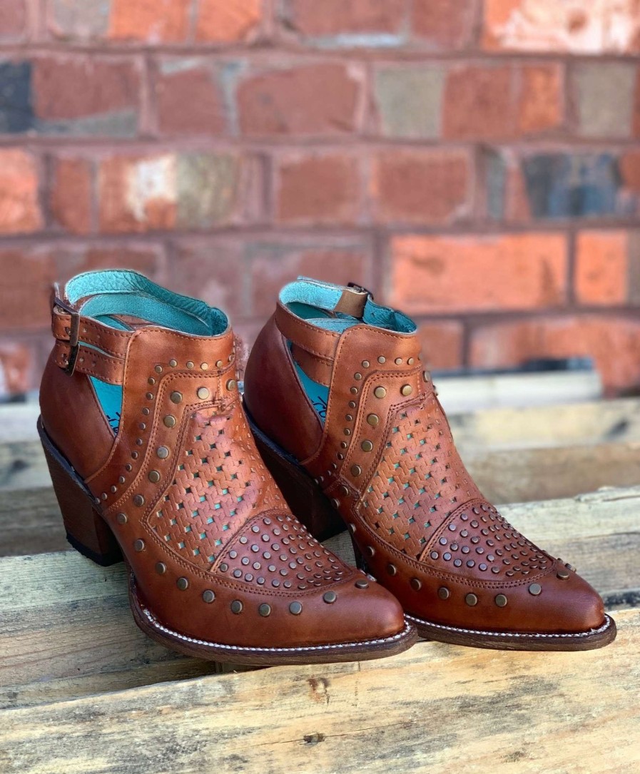 Corral * | Corral Boots Attractive Corral Cognac Studs And Woven Mule E1404