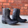 Corral * | Corral Boots Hot Sale Corral Black Zipper Studs Round Toe Boot C3714