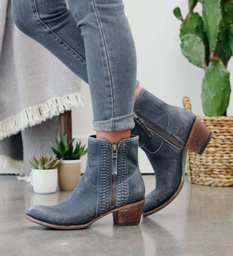 Lane * | Lane Boots Online Sales Lane Layten Bootie Distressed Midnight Blue Lb0448D