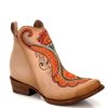 Corral * | Corral Boots Attractive Corral Natural Orange Embroidery Ankle Boot C3269