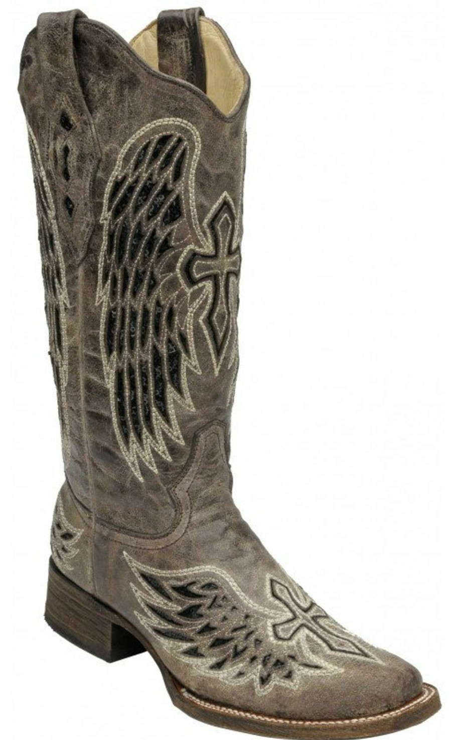 Corral * | Corral Boots Typical Style Corral Brown Black Wing And Cross Square Toe A1197