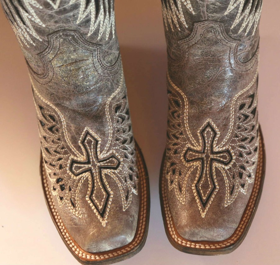 Corral * | Corral Boots Typical Style Corral Brown Black Wing And Cross Square Toe A1197