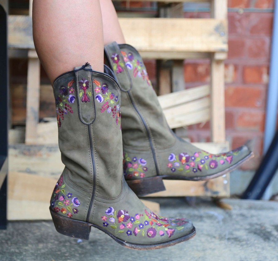 Liberty Black * | Liberty Black Boots Cut Price Liberty Black Floral Military Green Slmaa650