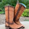 Corral * | Corral Boots Fire Sale Corral Distressed Honey Zipper And Studs C3674