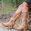 Liberty Black * | Liberty Black Boots Online Sales Liberty Black Tall Fringe Zipper Boot Lb71167 America Tan