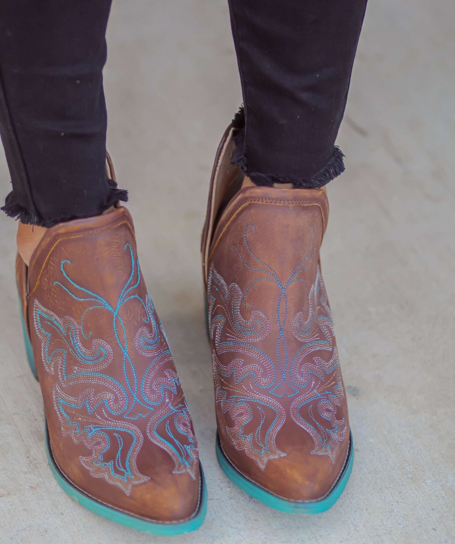 Corral * | Corral Boots Typical Style Corral Cognac Embroidery Shoe Boot Q0099