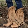 Liberty Black * | Liberty Black Boots Best Price Liberty Black Vegas Fringe Boots Hueso Claro Lb71124