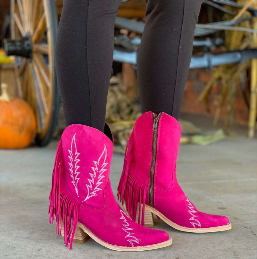 Liberty Black * | Liberty Black Boots Best-Selling Liberty Black Fringe Benefits Bootie Fuchsia Lb713423