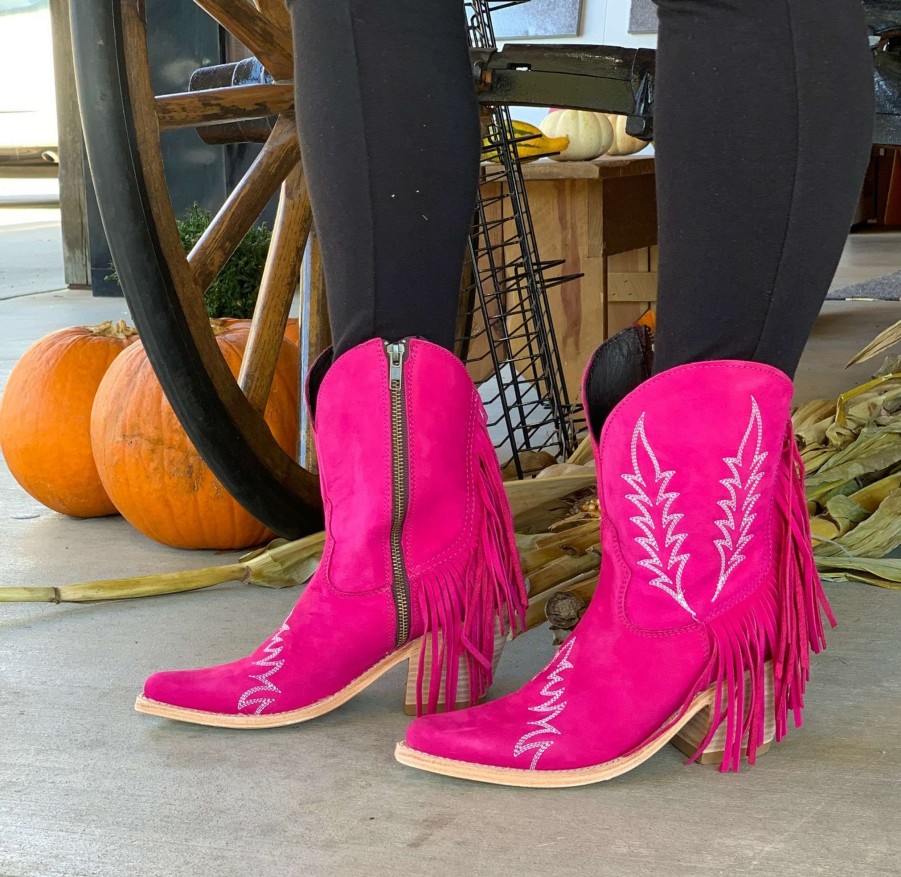 Liberty Black * | Liberty Black Boots Best-Selling Liberty Black Fringe Benefits Bootie Fuchsia Lb713423