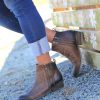 Corral * | Corral Boots Quick Delivery Corral Burnished Brown Double Zipper Bootie Q0025 *Final Sale!*