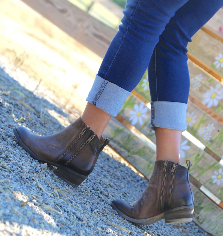 Corral * | Corral Boots Quick Delivery Corral Burnished Brown Double Zipper Bootie Q0025 *Final Sale!*