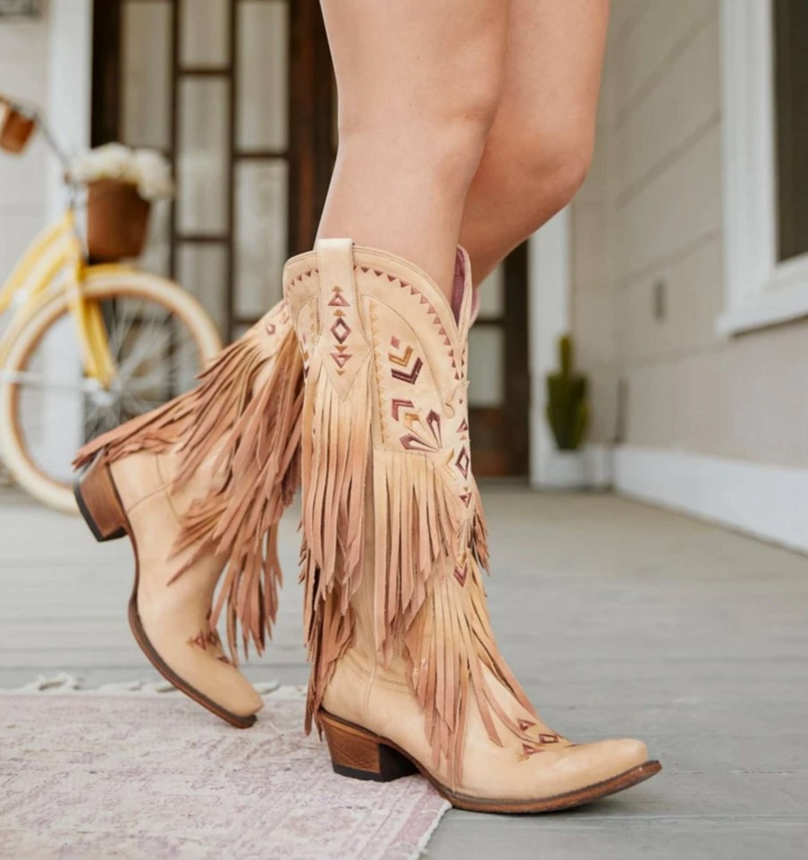 Junk Gypsy By Lane * | Junk Gypsy By Lane Boots Original Junk Gypsy By Lane Thunderbird Fringe Bone Jg0059A