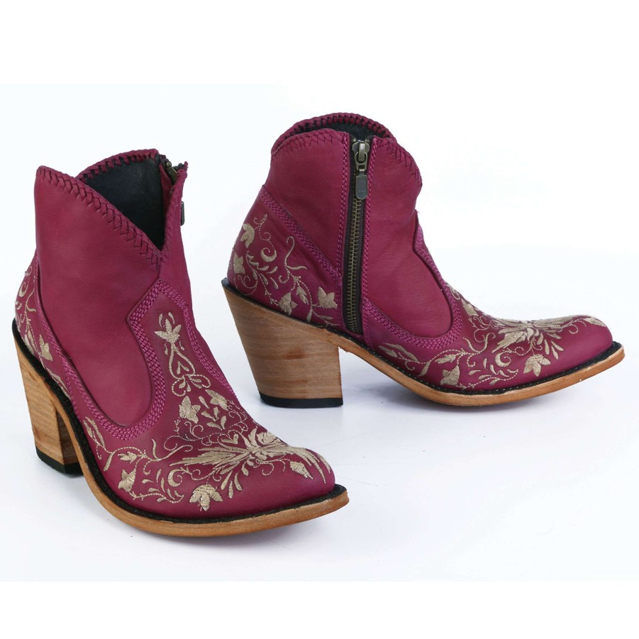 Liberty Black * | Liberty Black Boots Discount Online Liberty Black Valerie Short Embroidery Bordeaux Lb712324