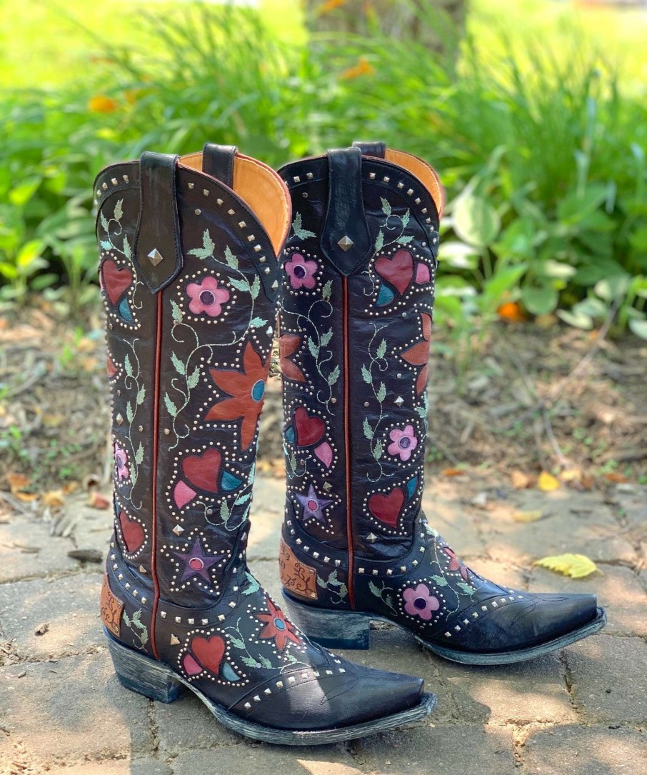 Old Gringo * | Old Gringo Boots Cut Price Old Gringo Lovers And Flowers Black L3351-1