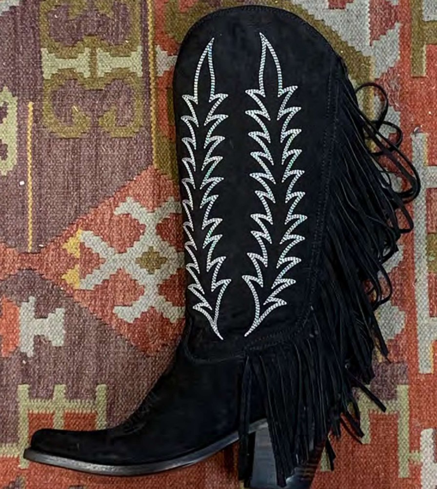 Liberty Black * | Liberty Black Boots Official Liberty Black Fringe Benefits Boot Nobuck Negro Lb713422