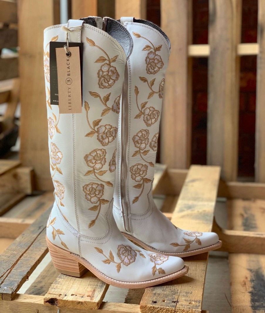 Liberty Black * | Liberty Black Boots Discounts Liberty Black Garden Blanco Floral Tall Lb7129148