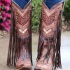 Corral * | Corral Boots Original Corral Cognac Multicolor Crystal Pattern And Fringe C2929