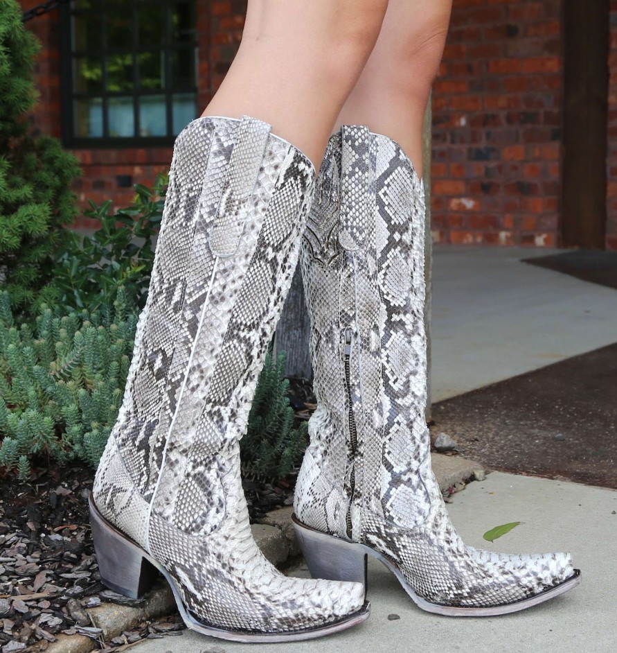 Corral * | Corral Boots Best-Selling Corral Natural Python Zipper Tall Top A3789