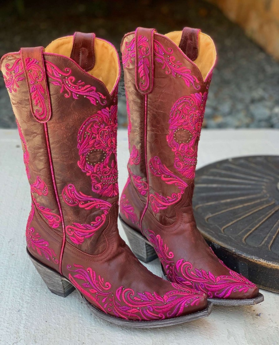 Old Gringo * | Old Gringo Boots Hot Sell Old Gringo Dulce Calavera Red L3191-7