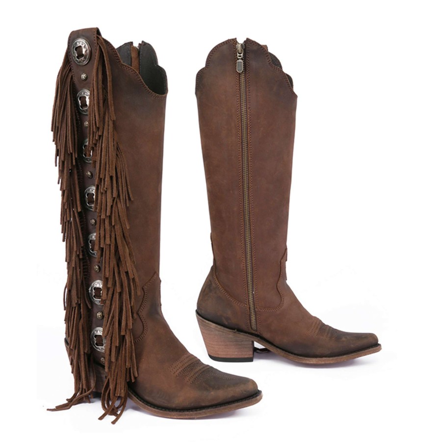 Liberty Black * | Liberty Black Boots Original Liberty Black Tall Fringe Concho T Moro Stonewashed Lb712953