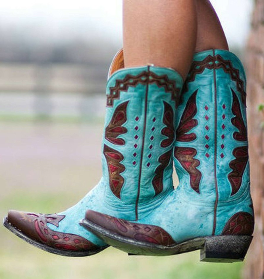 Old Gringo * | Old Gringo Boots Discounts Old Gringo Monarca Aqua Teal Brass