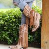 Corral * | Corral Boots Online Sales Corral Tan Fringed Layers And Studs C2988