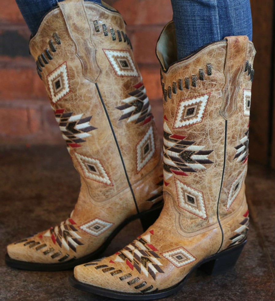 Corral * | Corral Boots Best-Selling Corral Antique Saddle Aztec Pattern E1010