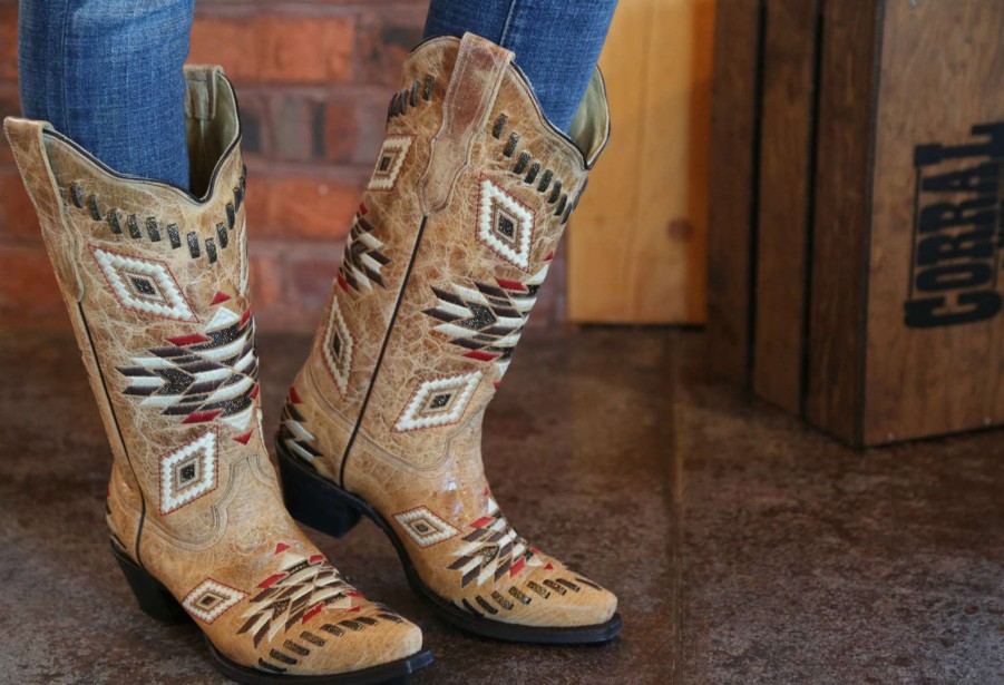 Corral * | Corral Boots Best-Selling Corral Antique Saddle Aztec Pattern E1010