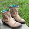 Corral * | Corral Boots Hot Sale Corral Beige Embroidery Ankle Boot G1452