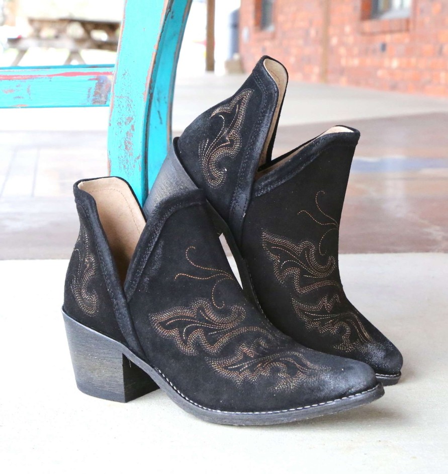 Corral * | Corral Boots Best Price Corral Black Embroidery Shoe Boot Q0098