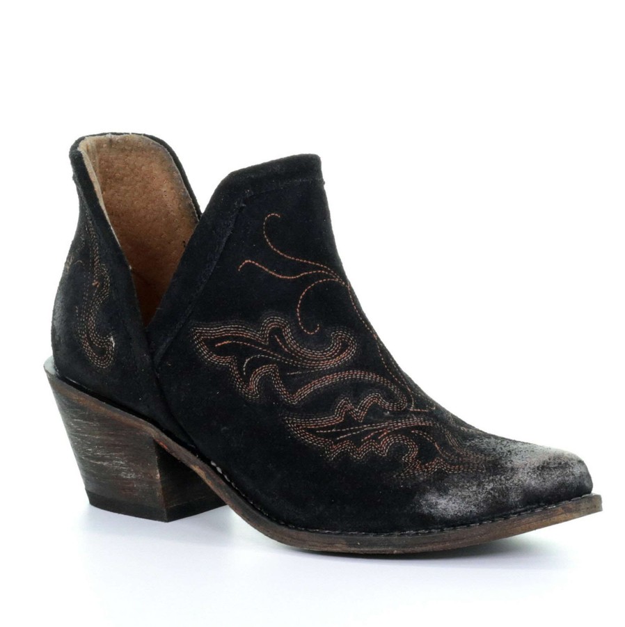 Corral * | Corral Boots Best Price Corral Black Embroidery Shoe Boot Q0098