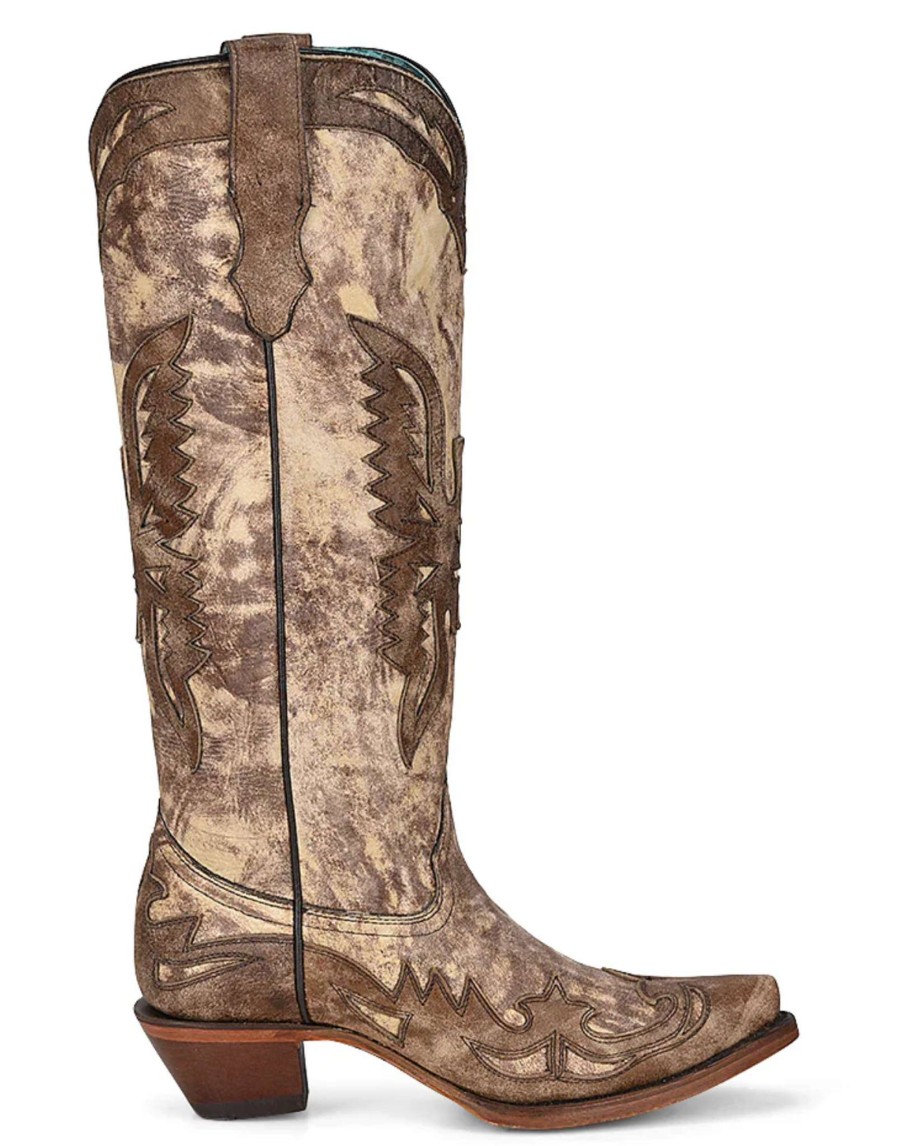 Corral * | Corral Boots Attractive Corral Taupe Brown Eagle Overlay A4303