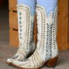 Corral * | Corral Boots Discounts Corral White Inlay Turquoise Gold Embroidery Woven C3542