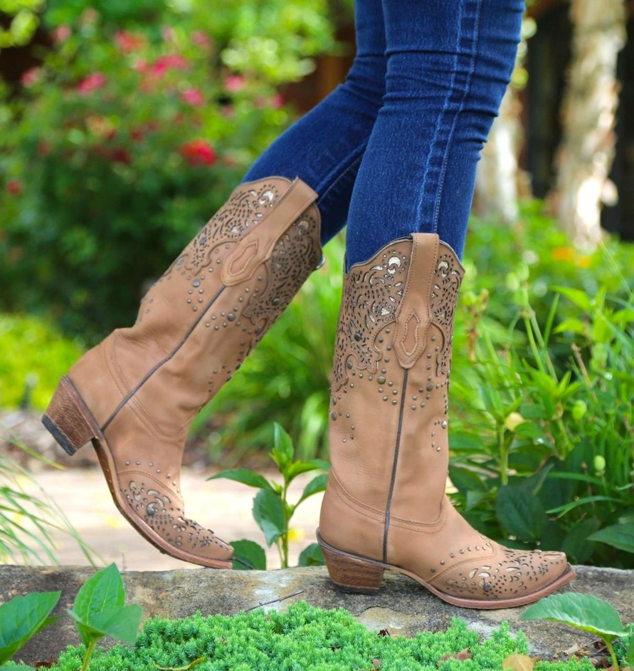 Corral * | Corral Boots Attractive Corral Honey Fango/Bronze Glitter Collar & Wing Tip C2687