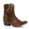 Corral * | Corral Boots Hot Sell Corral Chocolate Tan Lamb Abstract Short Boot C1064