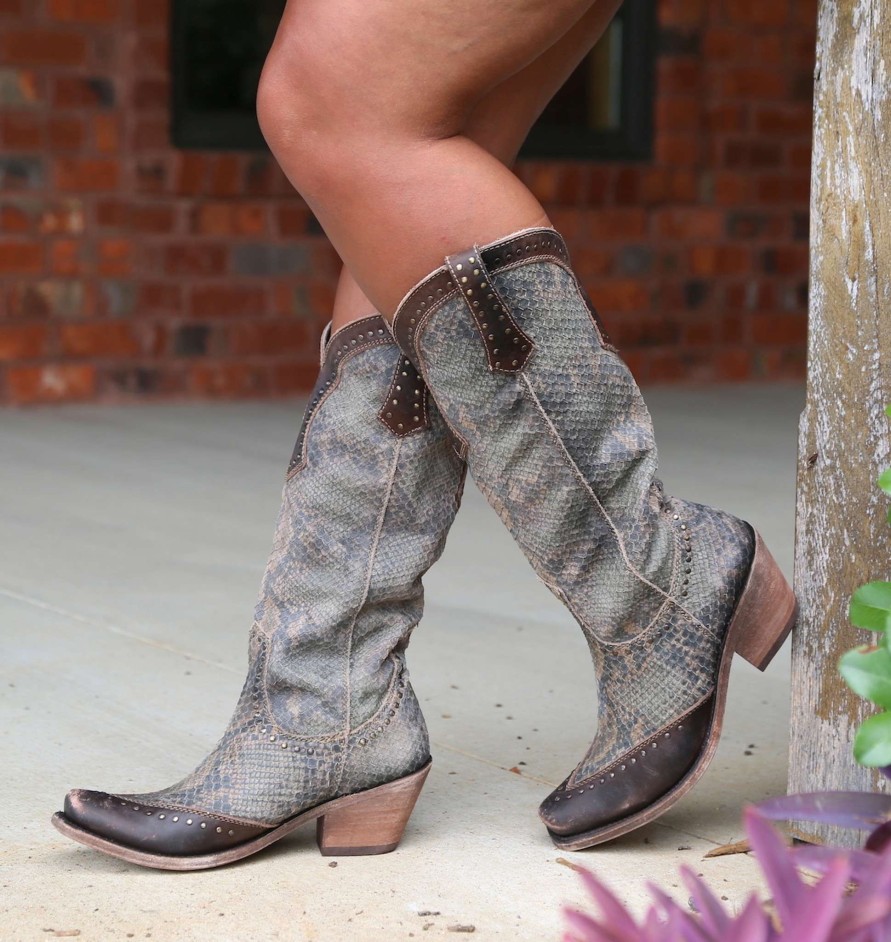 Liberty Black * | Liberty Black Boots Best-Selling Liberty Black Tall Python Verde Lb71166