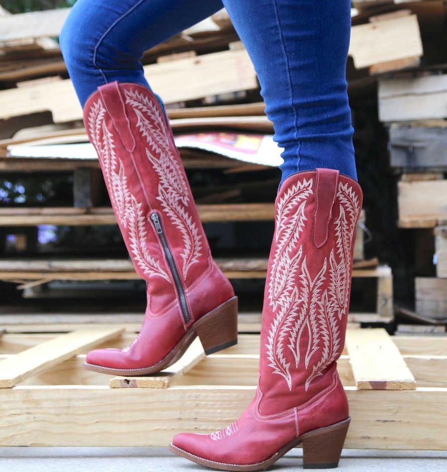 Corral * | Corral Boots Discounts Corral Red Embroidery Tall Top E1318