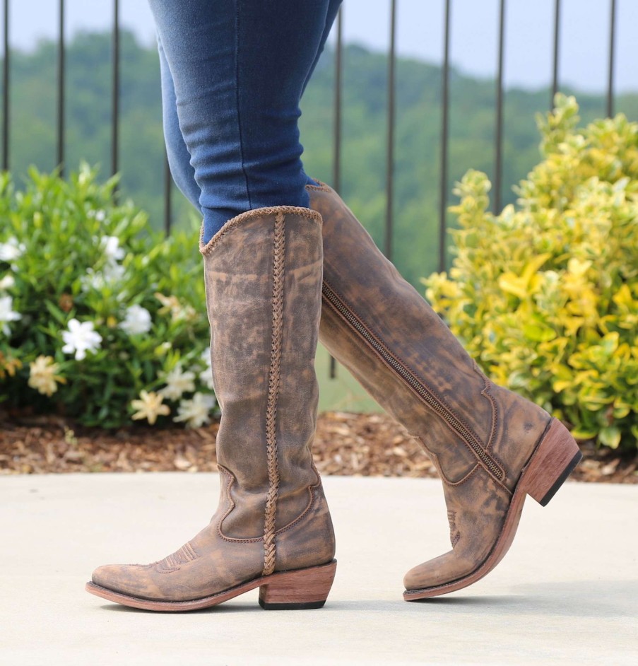 Liberty Black * | Liberty Black Boots Official Liberty Black Braided Riding Boot Vintage Canela Lb711173