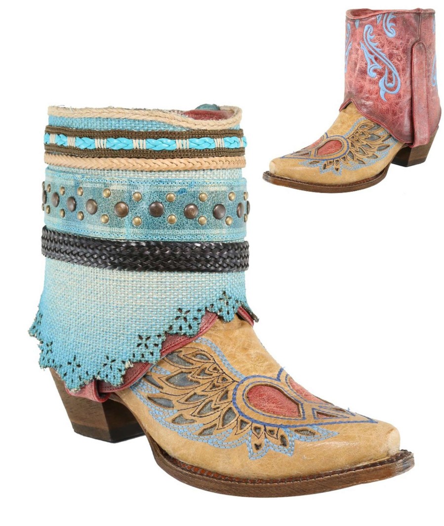 Corral * | Corral Boots Promotions Corral Sand Flipped Shaft Wing And Heart Jute Rug Ankle Boot A3462