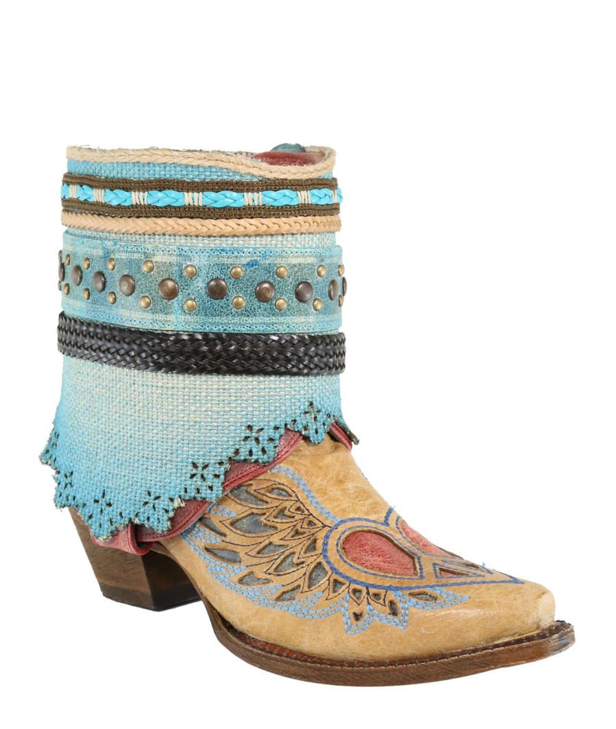 Corral * | Corral Boots Promotions Corral Sand Flipped Shaft Wing And Heart Jute Rug Ankle Boot A3462