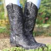 Corral * | Corral Boots Typical Style Corral Black Glitter Inlay And Studs Snip Toe C3423