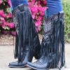 Corral * | Corral Boots Fire Sale Corral Black Multicolor Crystal Pattern And Fringe C2951