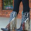 Corral * | Corral Boots Quick Delivery Corral Navy Blue Lamb Stars Inlay Studs And Fringe C3749