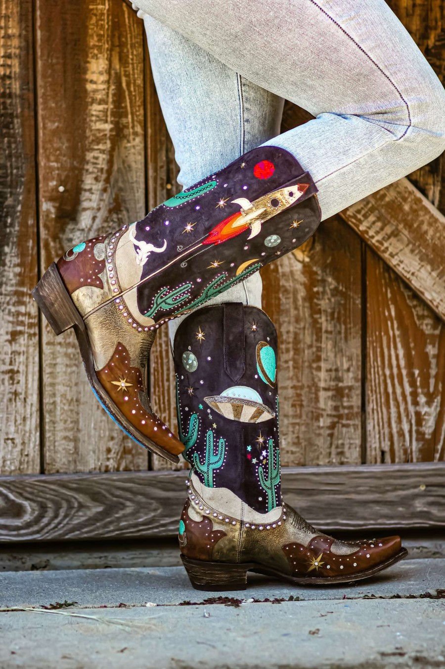 Old Gringo * | Old Gringo Boots Gift Selection Old Gringo Galactic Buckaroo Blue Copper L3576-1