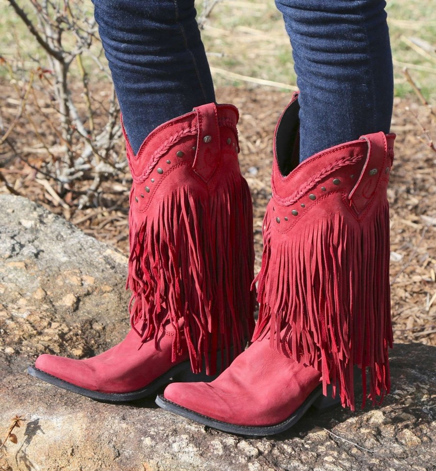 Liberty Black * | Liberty Black Boots Typical Style Liberty Black Vegas Fringe Boots Rojo Lb71124