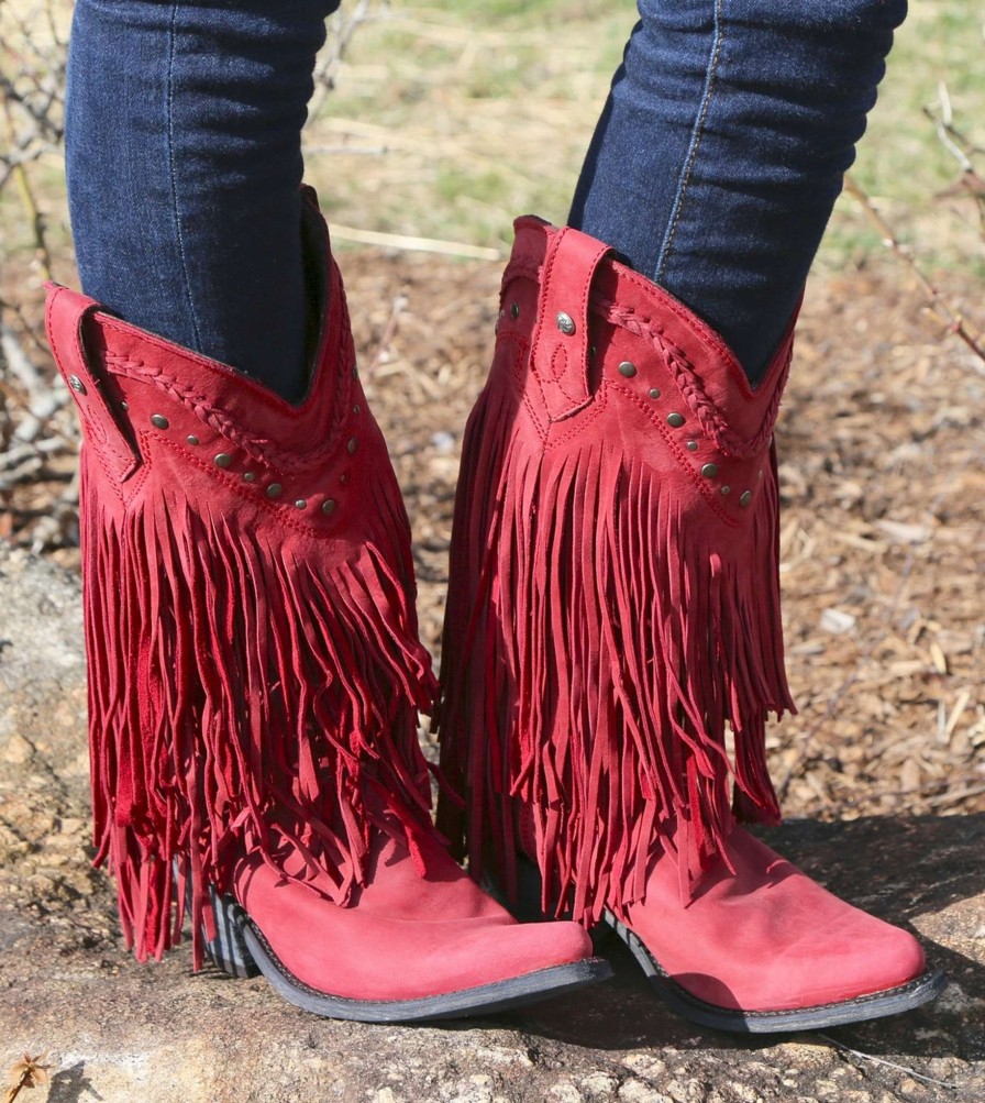 Liberty Black * | Liberty Black Boots Typical Style Liberty Black Vegas Fringe Boots Rojo Lb71124