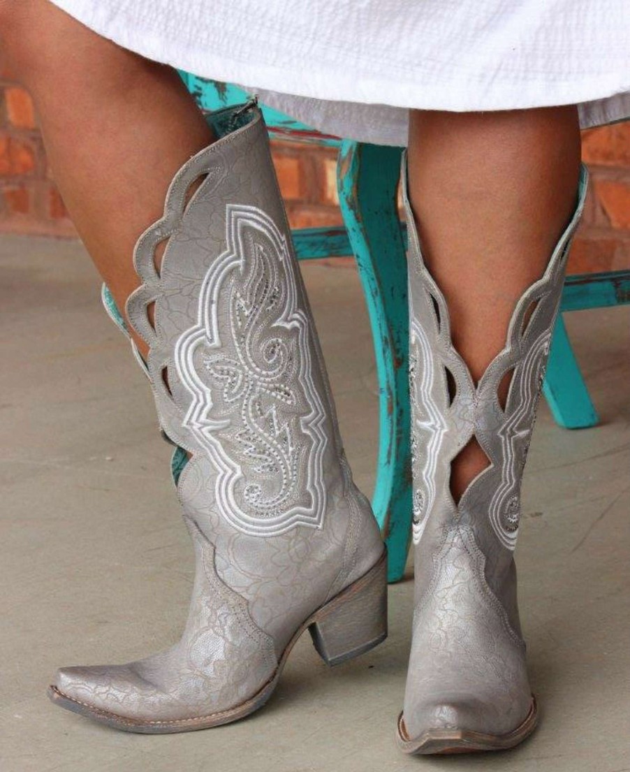 Corral * | Corral Boots Quick Delivery Corral Silver Embroidery And Swarovsky C3202