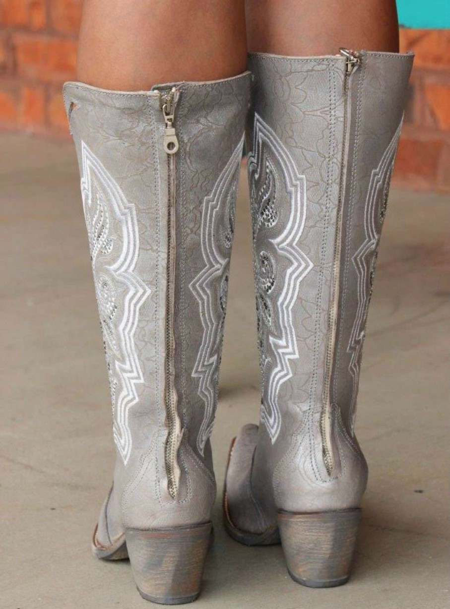 Corral * | Corral Boots Quick Delivery Corral Silver Embroidery And Swarovsky C3202